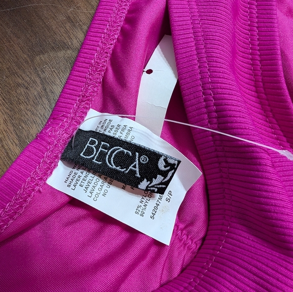 BECCA Swim Pink Bikini NWT Ladies Small Lace Up Top and Matching Bottom - Picture 5 of 5